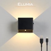 Elumia® CATANIA LED Wandlamp oplaadbaar voor binnen - Draadloos - Warm Wit (2700K) - 10 x 10 x 8 cm – Aluminium Behuizing - Industrieel - Scandinavisch Design - Eenvoudig te Monteren