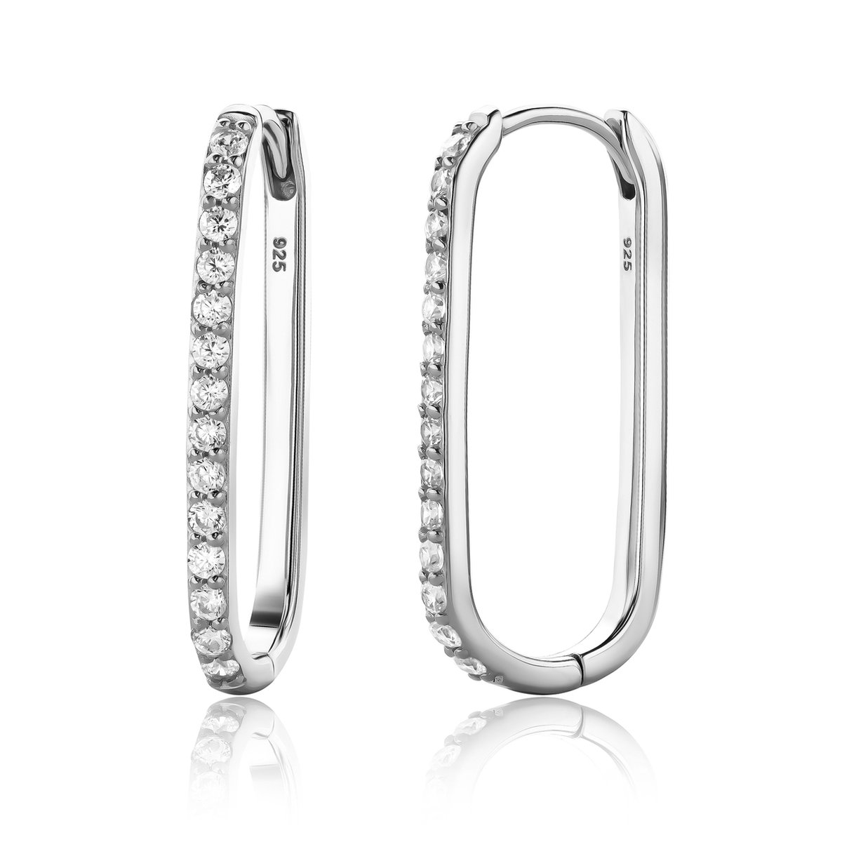 Miore Pure Oorbellen Dames - Zilver - Met Zirkonen - Hypoallergene Oorringen - 24 mm