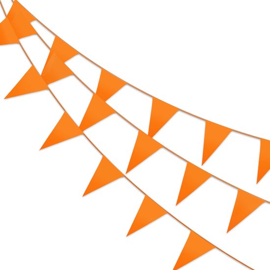 LUQ – Luxe Oranje Slingers – Vlaggenlijn 10 Meter - EK WK Koningsdag Slinger Versiering Feestversiering Vlaggen Decoratie