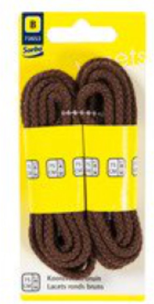 Sorbo koordveters bruin - rond gevlochten - 3 mm doorsnee - 75 cm lang basic veters