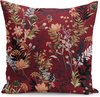 De Groen Home BLOEM Sierkussen Velvet - 50x50 - Bordeaux - Inclusief binnenkussen - Fluweel