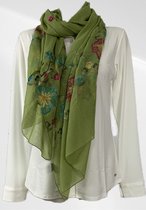 Sjaal - Casual sjaal - Groen met motief - Viscose en katoen - In verschillende kleuren