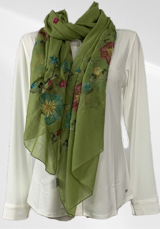 Sjaal - Casual sjaal - Groen met motief - Viscose en katoen - In verschillende kleuren