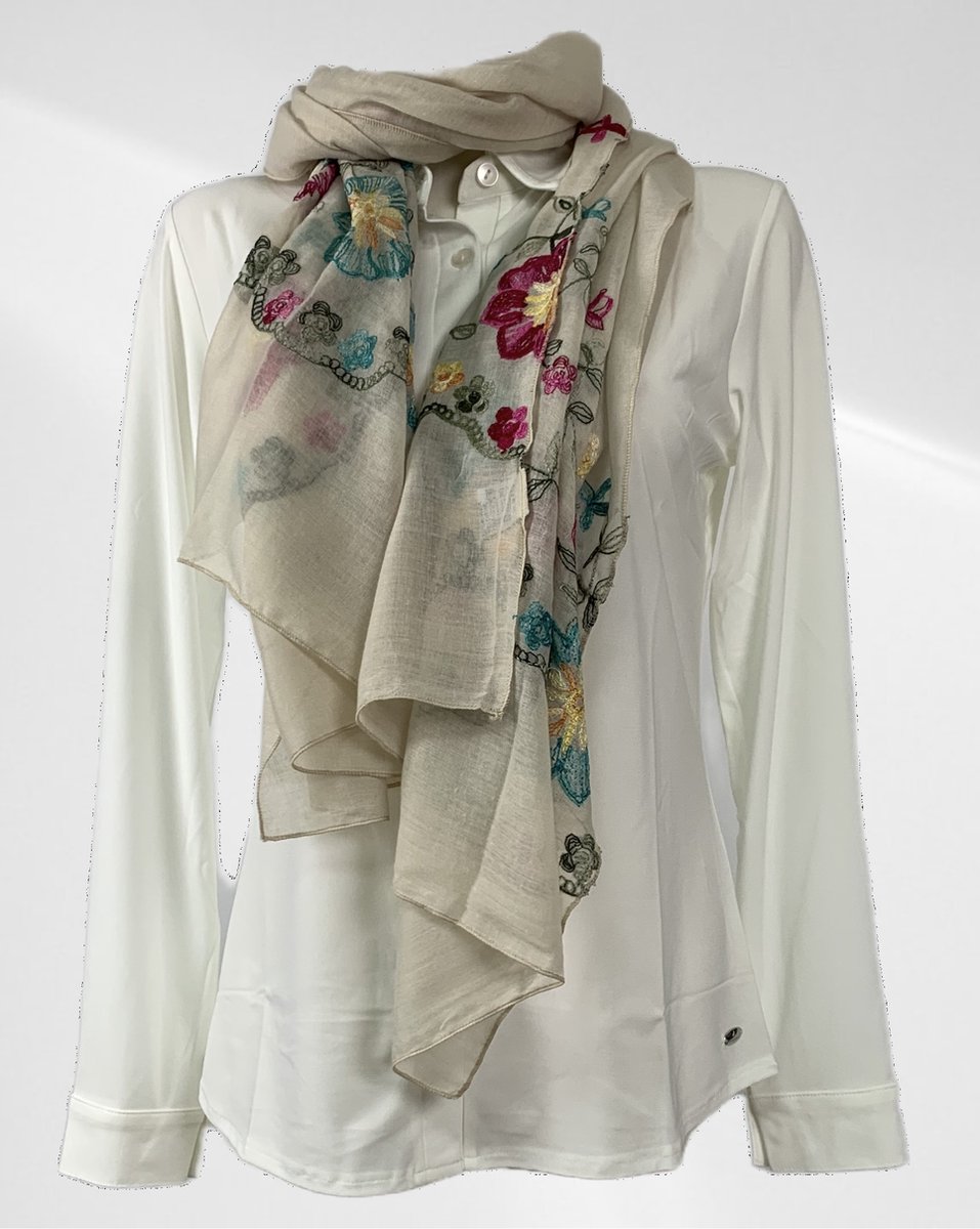 Sjaal - Casual sjaal - Beige met motief - Viscose en katoen - In verschillende kleuren