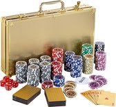 Pokerkoffer - poker kofer - pokerkist - poker set - pokerset - poker set met 300 chips - 4.1 kg - Aluminium - Goud - 39 x5 x 21 x 6.5 cm