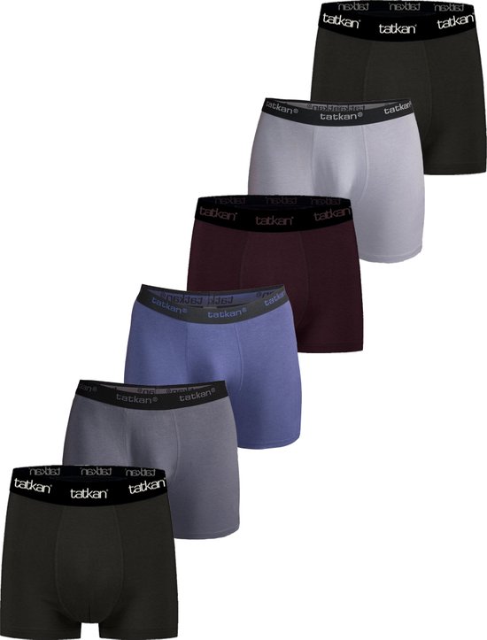 Tatkan - Boxershort Heren - Underwear Heren Boxershorts - Modal Heren Ondergoed - Modal Boxershorts voor Mannen - Heren Onderbroeken - Normale pijp - Maat XXL - 6-pack - Zwart, Donker Grijs, MarineBlauw, Bordeaux, Licht grijs