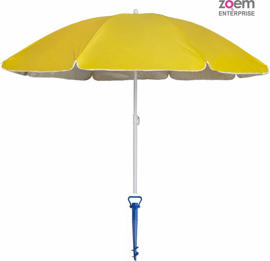 Zoem - Parasol - Inclusief houder - Strand - Geel - Strong - Winddicht - Windsterk - Zon - Paraplu - Parasolhouder