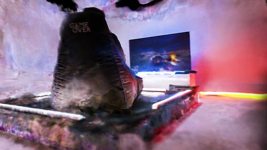Game Over Video Gaming Zitzak Ligstoel | Binnenshuis Woonkamer Zijzakken Voor Controllers Hoofdtelefoonhouder Ergonomisch Ontwerp Voor Ontspannen Gamer Lich Blade