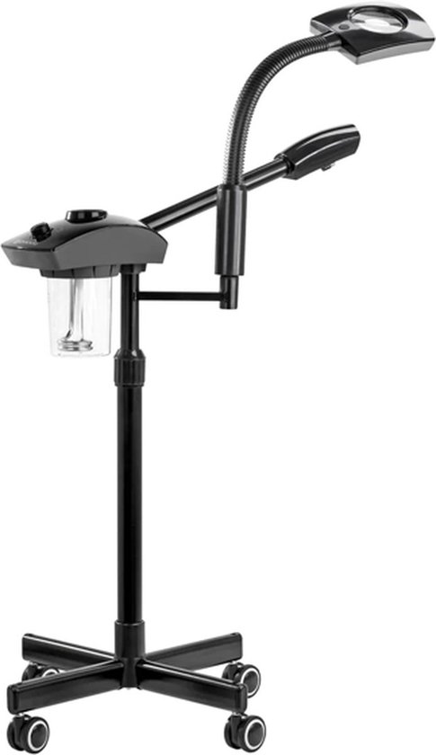 Vapozone met Vergrootlamp Giovanni D-21 Zwart – Met Ozon & Aromatherapie – Verstelbaar – Professioneel – Voor Schoonheidssalon