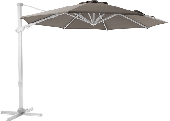 Waterdicht Zonnedoek 200g/m² Brixy Zweefparasol 300 Cm - Met Kruisvoet - Waterdicht - Verstelbare Hoogte - Crème Uv Beschermende Parasol