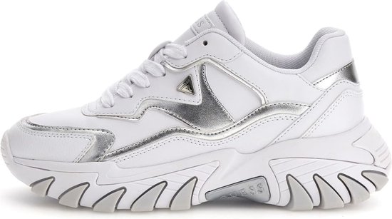 Guess Nowah Dames Sneakers Hoog - White/Silver - Maat 41