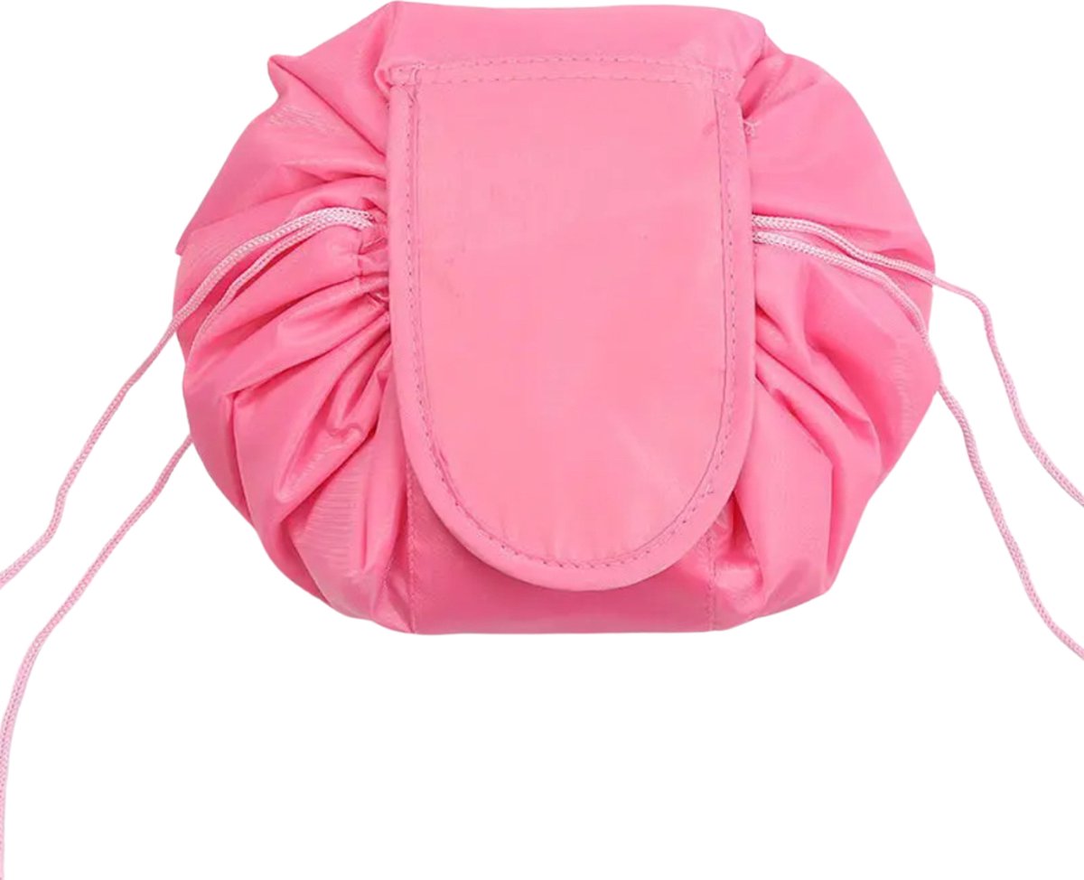 Ronde Make-up Tas Roze - Magic Travel Pouch - Gezien op TikTok - Reistas - Toilettas - Cosmetica Accessoires Organiser - Handige Toilettas - Beauty case - Cosmetica tas - Make-up Organizer - Skincare Organizer - Case Tool