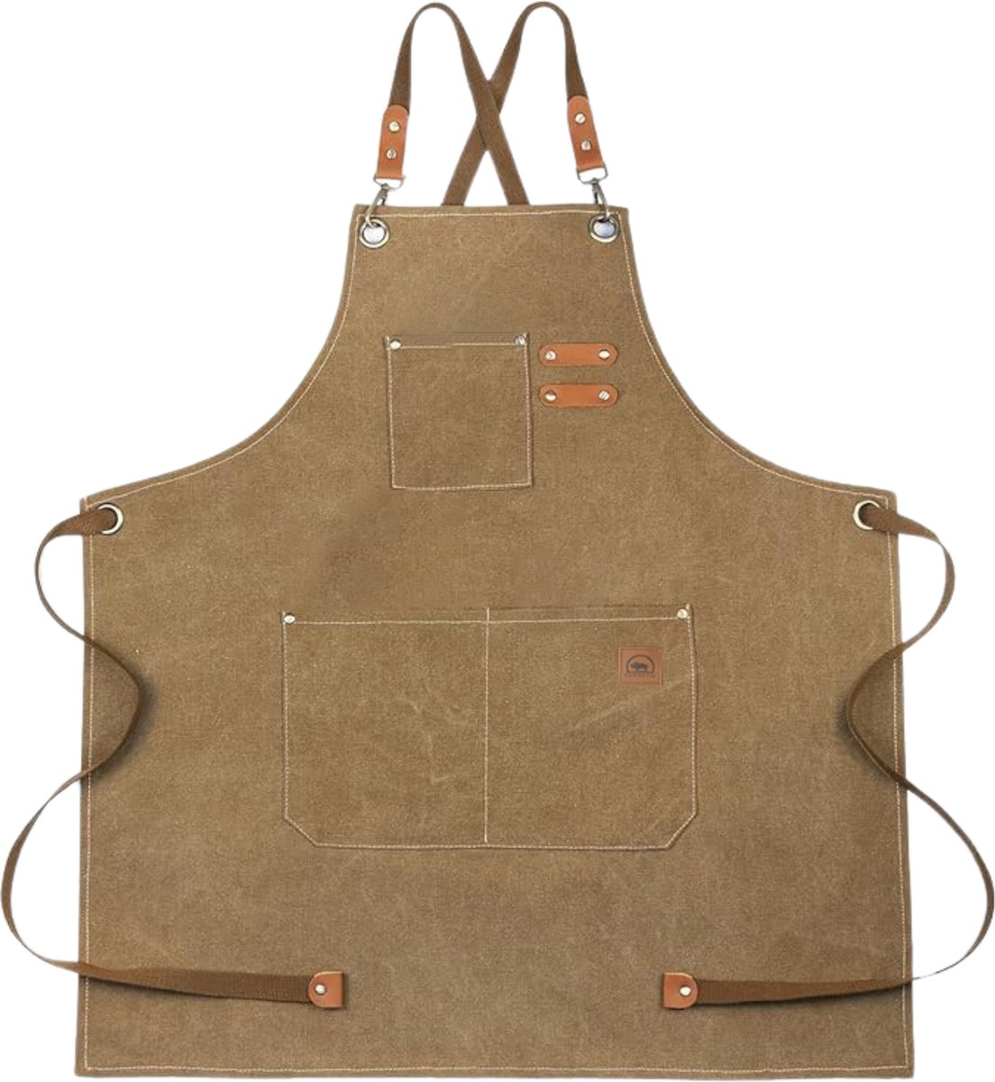 Tamarow Premium Keukenschort - Werk en BBQ Schort - Kookschort - Crossback - Khaki