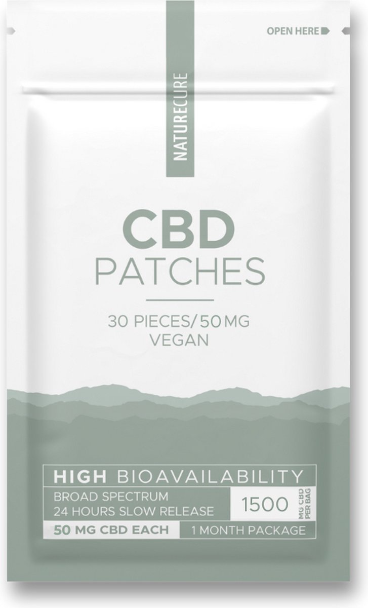 Goedkoopste Nature Cure CBD-Pleisters -50 mg CBD- Broad Spectrum 30 stuks