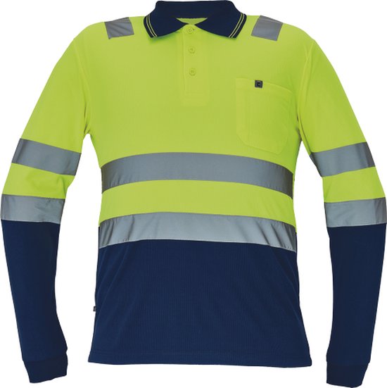 Cerva LEON high-vis poloshirt lan.mouwen 03220005 - HV Geel/Navy - M