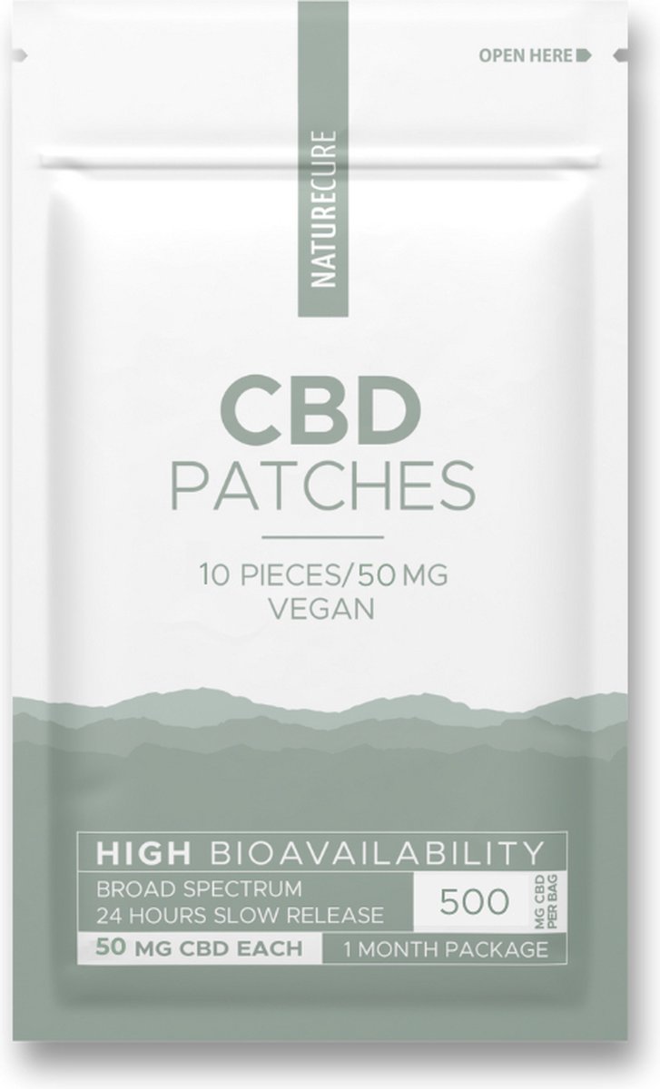 Goedkoopste Nature Cure CBD-Pleisters -50 mg CBD- Broad Spectrum 10 stuks