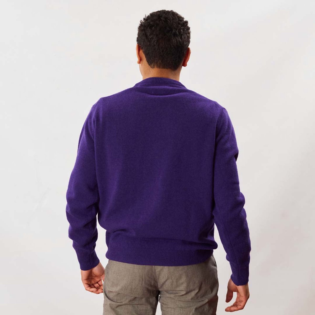 Osborne Knitwear Trui met ronde hals - Sweater heren in Lamswol - Pullover Heren - Violetta - L
