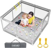 Babybox 125x125cm, babybox opvouwbaar met ademend net en ritssluiting, babybox met ritsdeur beschermhek, kinderbox, grijs