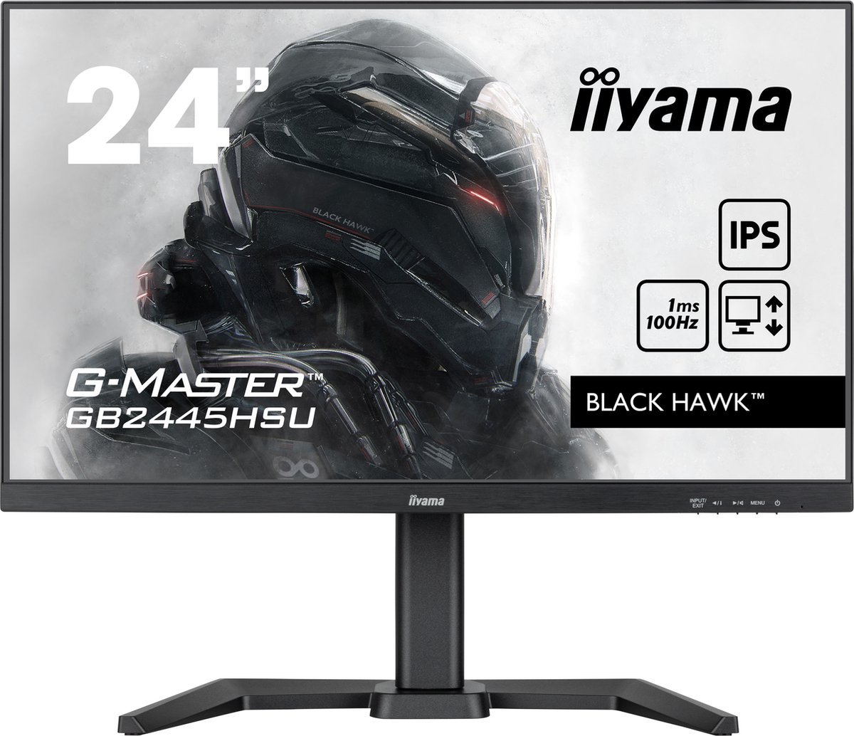 Iiyama G-Master Black Hawk GB2445HSU-B1 - LED-monitor - 24" IPS - 1920 x 1080 Full HD - 100Hz - 250 cd/m² - 1300:1 - 1 ms - HDMI DisplayPort 2x usb - luidsprekers - zwart