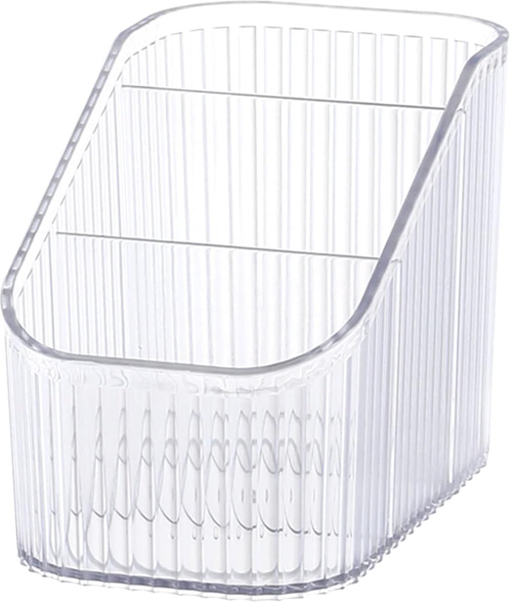Make-up organizer, cosmetische organizer met 3 compartimenten, acryl cosmetische opberger met grote capaciteit, kaptafel organizer voor penselen, eyeliners, lippenstift en huidverzorging (transparant S)