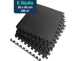 Hulser Puzzelmat - 60 x 60 x 1,2 cm - 6 stuks - 2,16m2 - EVA foam mat - Fitnessmat ondergrond - Vloerbeschermer tegels - Rubberen isolatiemat extra dik - Fitness vloer ondertegels - Baby speelmat - Sportvloer kruipmat - Tenttapijt schuimmat - Yogamat