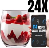 TEN® Luxe IJsglazen Kristalglas 390ml - 24 Stuks + 114 DESSERTRECEPTEN - Dessertglazen - IJscoupes Glas - IJsglas Sorbet Glazen - Glazen schaaltjes