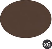Placemat Togo ovaal - kunststof - SET/6 - bruin - 33x45cm