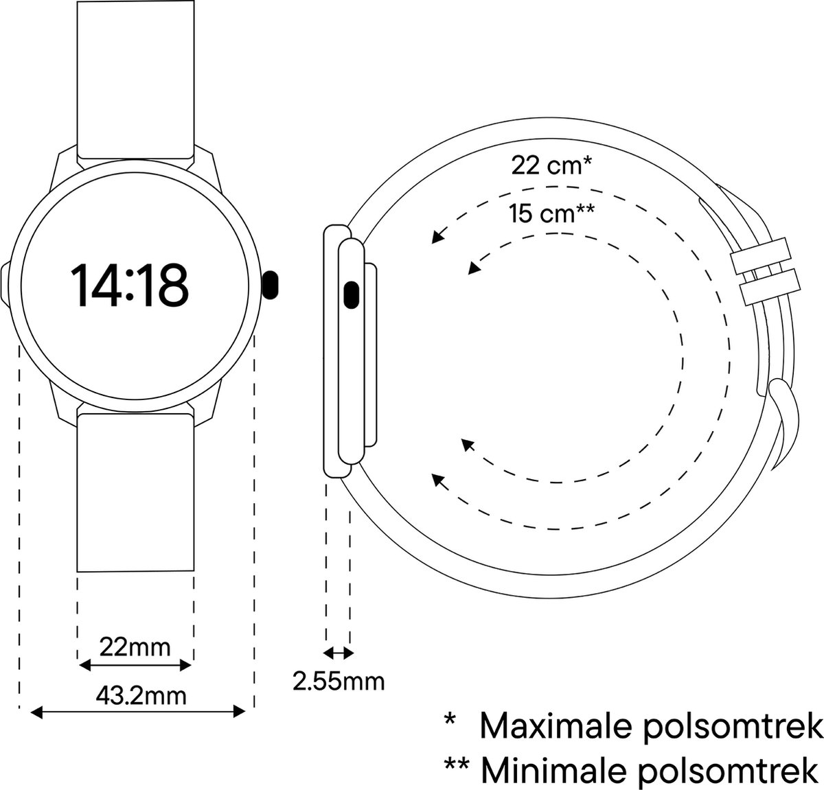 Denver Smartwatch - Android IOS - GPS - Volledige Belfunctie Sporthorloge Hartslagmeter Saturatiemeter Slaapmonitor Swg339