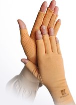KANGKA Reuma Therapeutische Handschoenen - Compressie Handschoenen Maat S - voor Artrose, Reuma, Artritis, RSI, CTS - Unisex - Licht Bruin