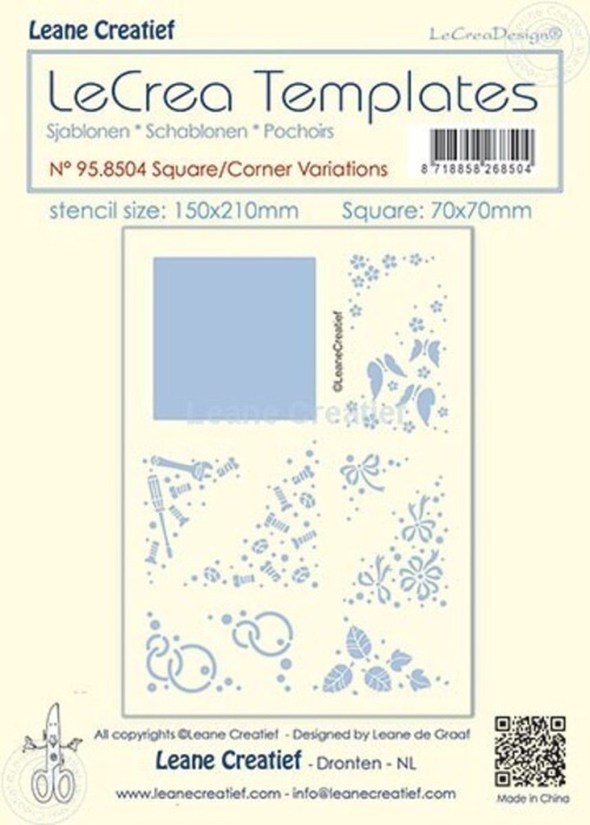 LeCrea - Stencil Vierkant-Hoek variaties 70mm 95.8504 150x210mm (01-23)
