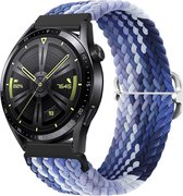Bracelet de montre en nylon extensible 20 mm - Blauw dégradé adapté pour Samsung Galaxy Watch 6 / 5 / Pro / 4 / 3 / Active 2 - Garmin Approach / Forerunner / Venu 2 Plus / SQ / Vivomove - Polar Ignite / Unite