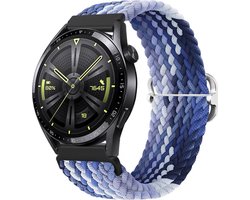 Stravo Nylon Stretch bandje 20mm - Gradiënt Blauw Horlogebandje geschikt voor Samsung Galaxy Watch 7 / 6 / 5 / Pro / 4 / 3 / Active 2 - Garmin Approach / Forerunner / Venu 2 Plus / SQ / Vivomove - Polar Ignite / Unite