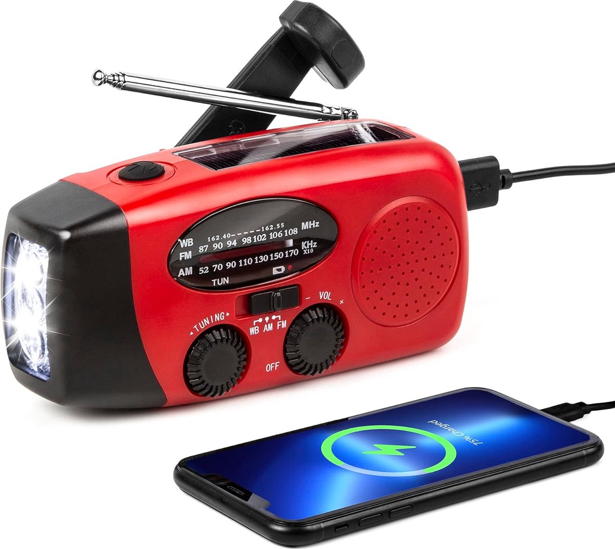 Noodradio Solar Opwindbaar - Noodradio Opwindbaar - Opwindbare Radio - Powerbank Zonne Energie