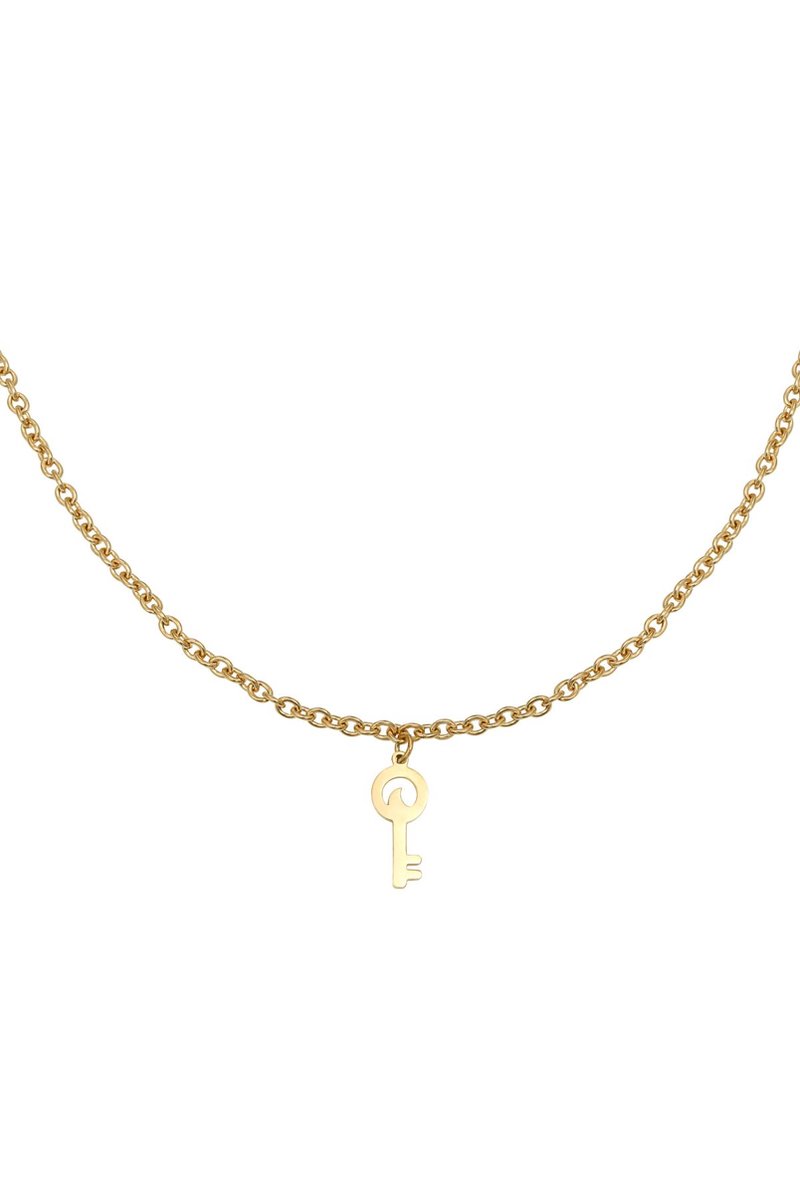 Gouden chain sleutel ketting - Goud - Kettinkje met key bedeltje hanger - Roestvrij staal - Sieraden voor dames - RVS - Stainless steel - Nikkelvrij - Roestvrij stalen