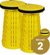 Tabouret pliable Alora extra fort jaune par 2 - tabouret télescopique - 250 kg - tabouret pliable - portable - chaise de camping - escabeau