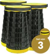 Tabouret pliable Alora extra fort jaune par 3 - tabouret télescopique - 250 kg - tabouret pliable - portable - chaise de camping - escabeau