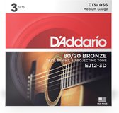 D'Addario EJ12-3D 13-56 Medium Bronze 3-Pack snaren sets voor westerngitaar