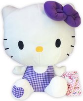 Hello Kitty (Paars) Picknick Pluche Knuffel 40 cm {Hello Kitty Gingham Collection Plush - Speelgoed Knuffeldier Knuffelpop voor kinderen jongens meisjes | Hello Kity Kat Cat Plush Toy}
