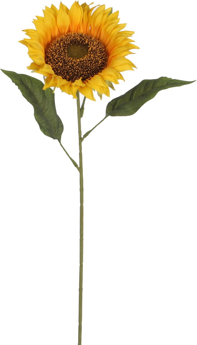 Mica Decorations Kunstbloem Zonnebloem takken - 70 cm - geel - kunst zijdebloem - extra grote bloemen - decoraties - Sunflowers