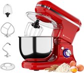 KitchenBrothers Keukenmachine - Keukenrobot - 5L - Keukenmixer - 1200W - Rood