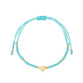 Yehwang - Armband Van Touw - Gevlochten Armbandje - Lichtblauw - Goud - Touwarmband - Koordarmband - Festival - Festivalarmband - Sieraad - Cadeau - Cadeautip