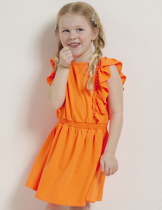 TerStal Meisjes / Kinderen Europe Kids Jurkje Met Gesmockte Taille Oranje In