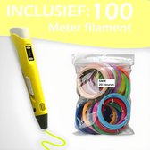 3D Pen - Volledig Starterspakket - Teken Pen met Temperatuur controle - 3d-pennen Starterkit met 23 kleuren vullingen / filament XXL Set 100m - Geel