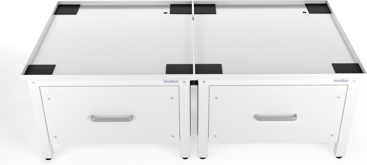 Wasophoogte® Wasmachine verhoger met lade - Wasmachine opbouwmeubel - Wasmachine sokkel - 42cm hoog - Wit - Universeel - Dubbel - Inclusief Lekbak
