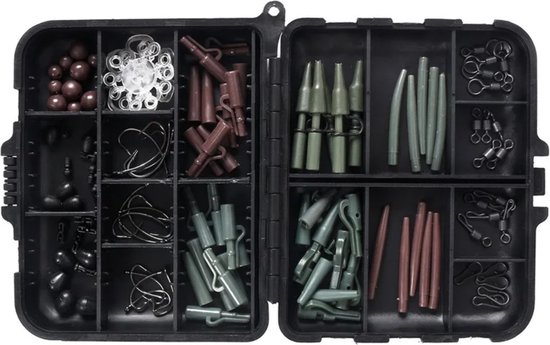Foto: Tacklebox karpervissen vishaak wartels swivels karper set vis set karpervissen accessoires set louzir