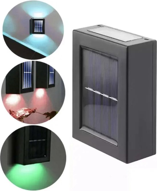 HDJ Solar Upside down Buitenlamp - Zwart - Set van 8 Stuks - Bewegingssensor - LED - Waterdicht - Buiten & Tuin sensor - Buitenverlichting op Zonne-energie - Stijlvolle Verlichting voor Buiten - Multicolor - Tweezijdig