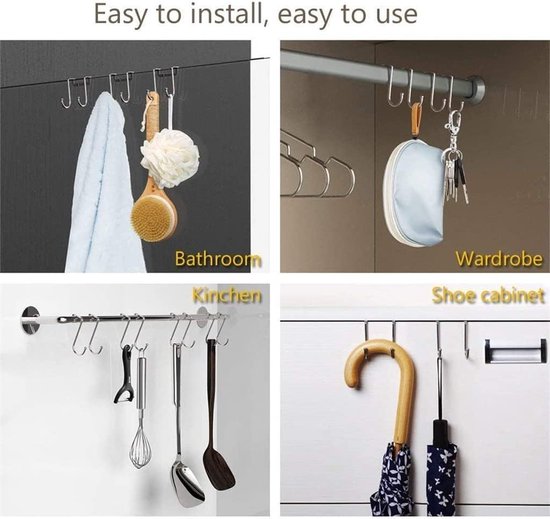 STCRERAG Deurhaak Hanger, 13 Haak Deur Kledinghanger Heavy Duty Over Deuren Haak Rack Over De Deuren Kapstok voor Hoeden Tassen Kleding Handdoeken, Zwart