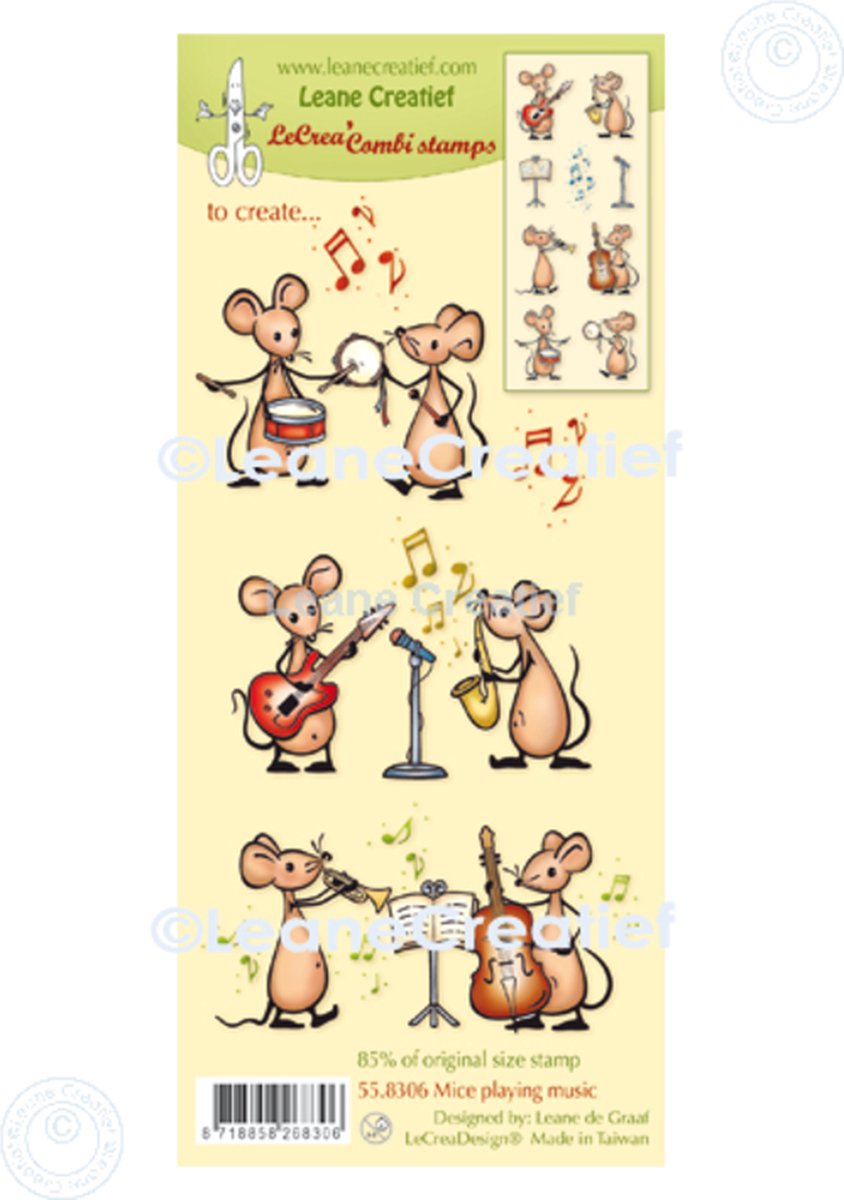 LeCrea - combi clear stamp Mice spelen Muziek 55.8306 (01-23)