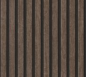 Hout behang Profhome 391093-GU vliesbehang hardvinyl warmdruk in reliëf gestructureerd in hout look mat bruin zwart 5,33 m2