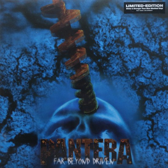 Gelimiteerde editie, witte en sterkere dan blauw gemarmerde vinyl van Pantera's Far Beyond Driven.
